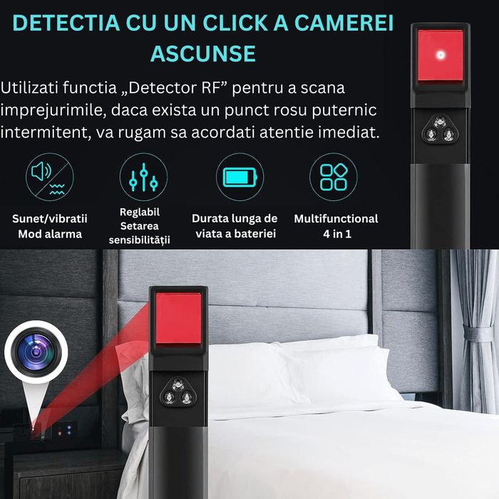 Detector camere ascunse, microfoane, localizator GPS, reportofoane - X