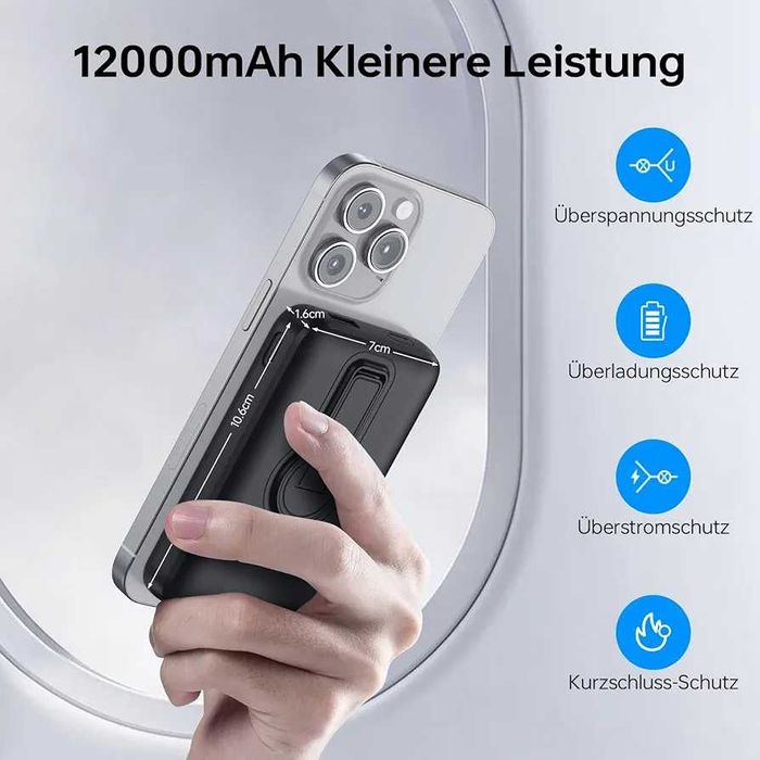 Power Bank for Magsafe, Magnetic Power Bank 12000 mAh iPhone 16 15 14