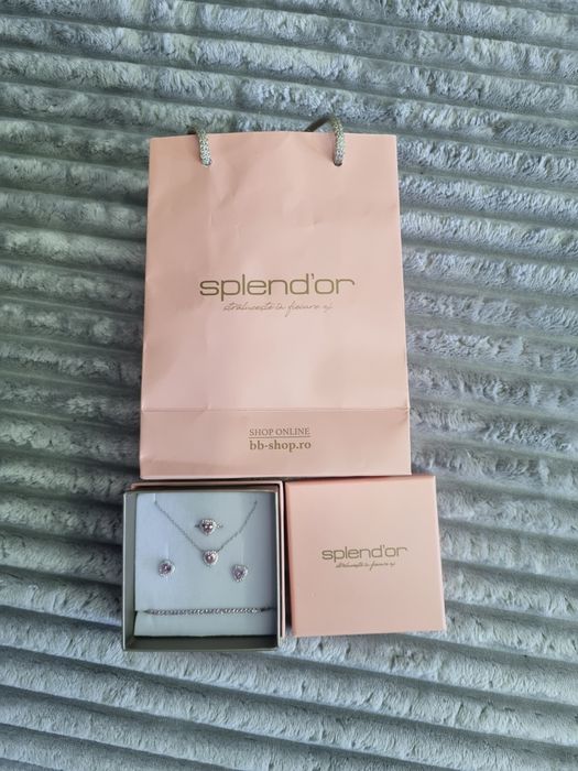 Set bijuterii argint brățară  lănțișor cercei  si inel