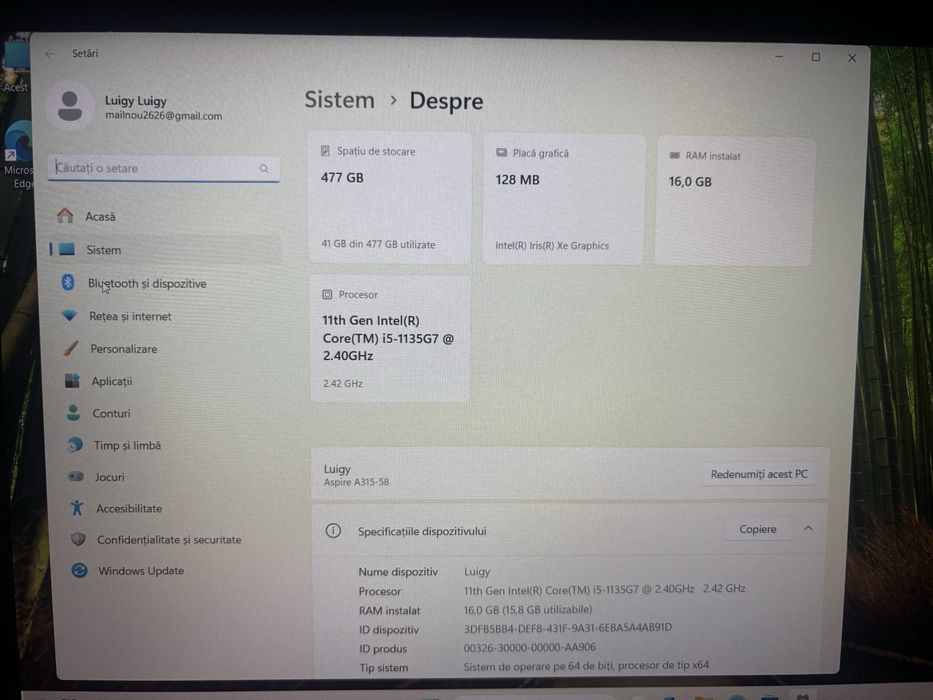 Laptop Asus Aspire A315-58