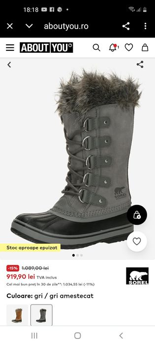 Vînd cizme de zăpadă unisex Sorel  Waterproof