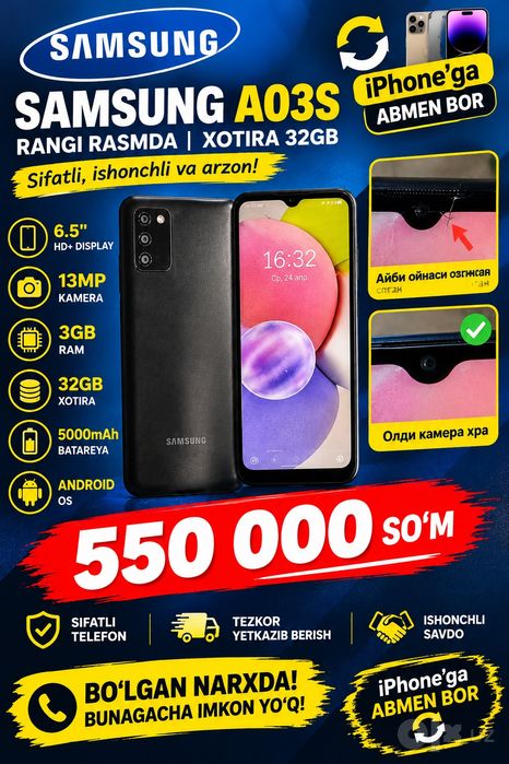 Samsung a 03s holati zo‘r