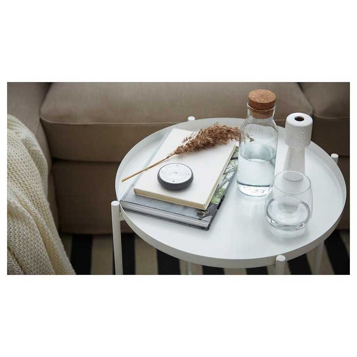 Masuta cu tava detasabila IKEA GLADOM, metal, alb, 45 × 45 × 58 cm