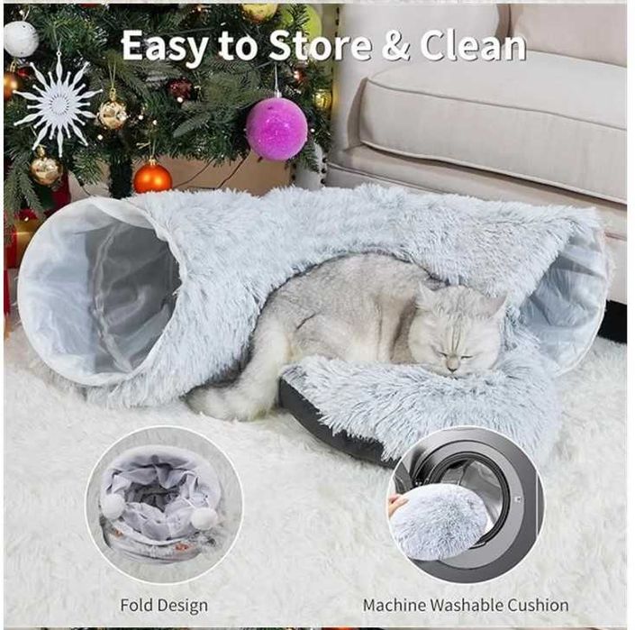 Топло легло и Тунел за котки 2 в 1 * Игра и уют * Къща Хралупа