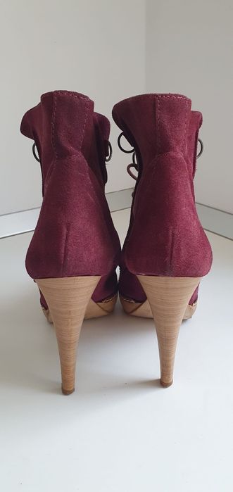 Ghete cu toc 37 piele naturala Bershka