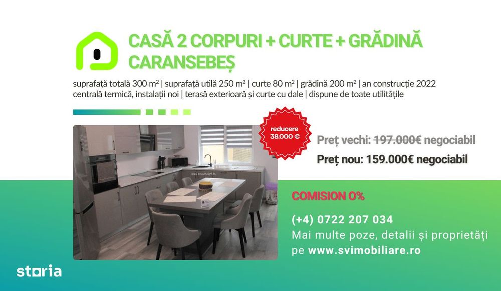 Comision 0 - Casa renovata cu 2 corpuri si gradina in Caransebes