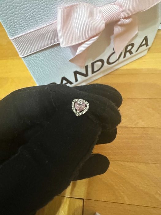 Cercei Pandora inima roz argint