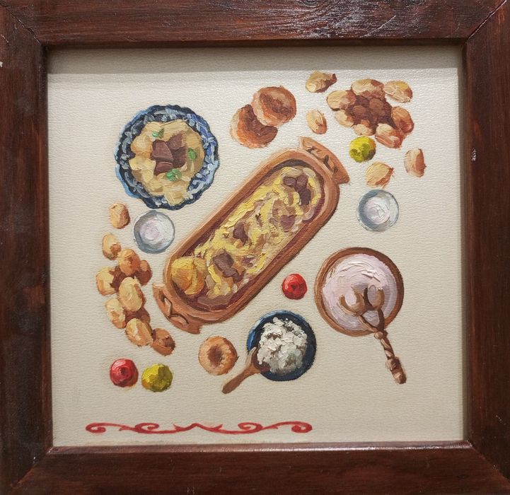 Национальный натюрморт маслом, картина