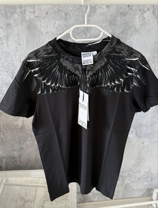 Tricou Marcelo Burlon Icon Wings Black (Nou, Sigilat)