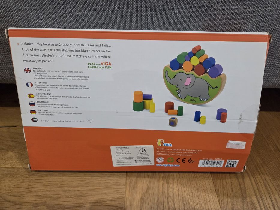 Дървена игра за баланс – Слон от VIGA Toys