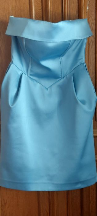 Rochiță de ocazie, din satin, bleu-turcoaze