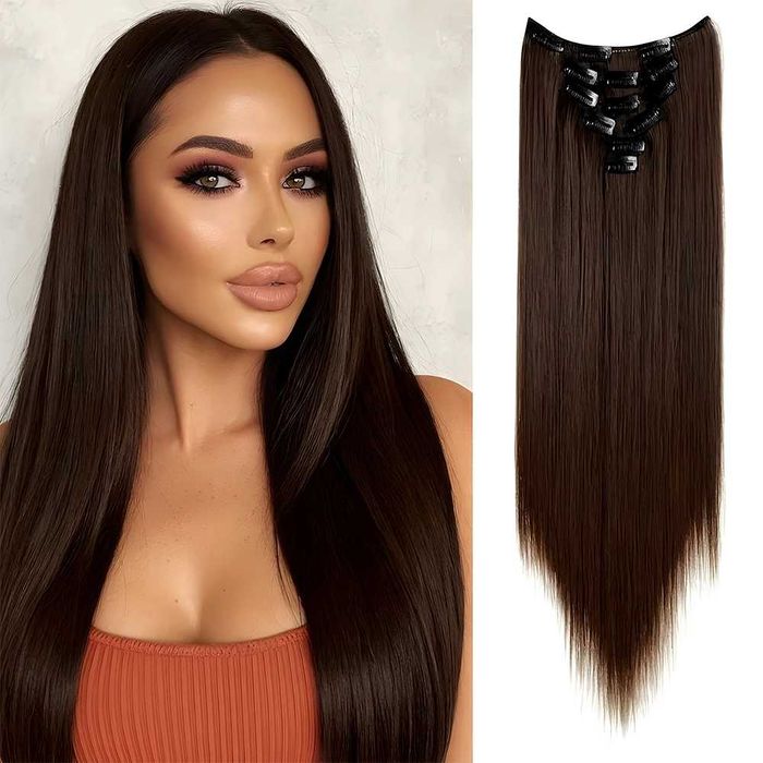 Екстеншън с клипс / треса / 7 реда треси с клипси / Удължение за Коса