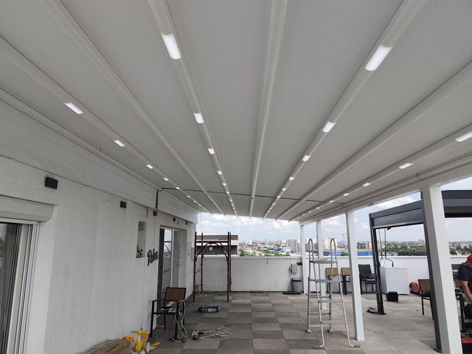 Pergola retractabila din aluminiu cu membrana pvc sau  bioclimatica,  sticla, copertine-montaj +garanție București - Ilfov