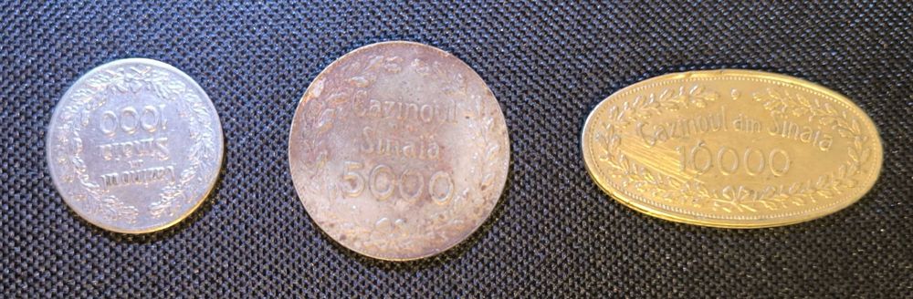 Lot 3 jetoane Cazinoul din Sinaia