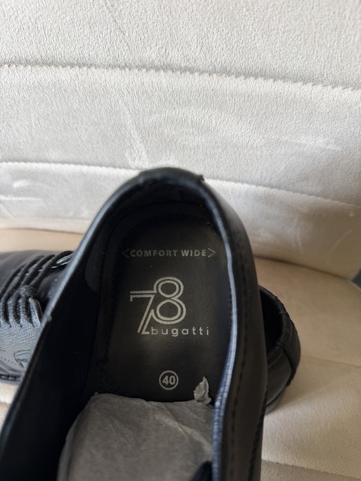 Pantofi bărbați Bugatti negri cu șiret din piele naturală