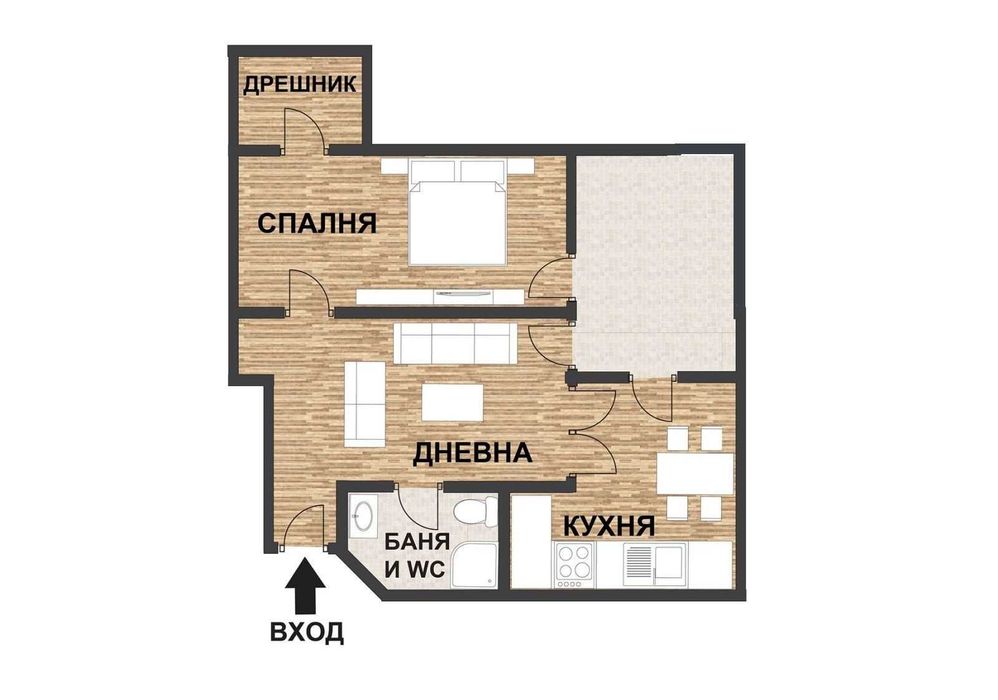 Обзаведен двустаен апартамент