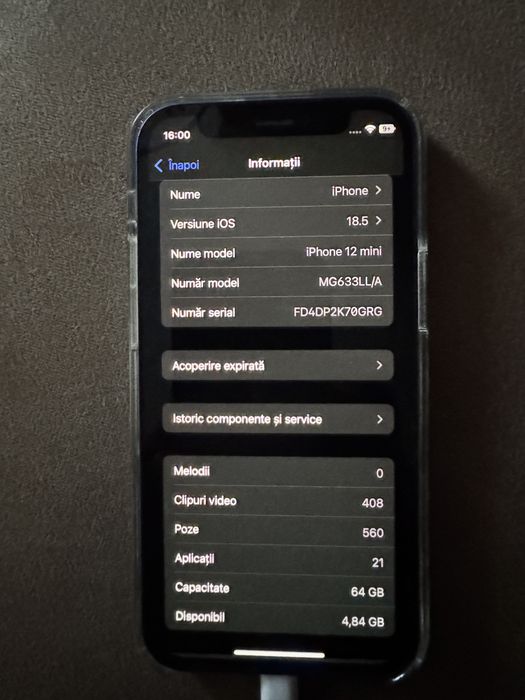 Iphone 12 mini 64 gb  in stare perfecta