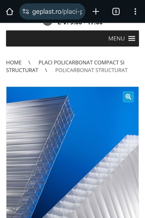 Policarbonat structurat 3x2m