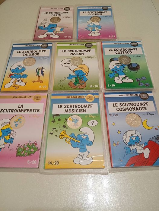 Колекция от 8 бр. сребърни монети със Смърфовете/the Smurfs