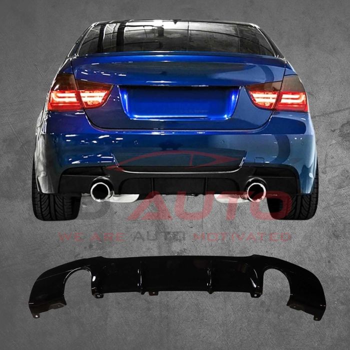 Заден двоен дифузьор – BMW E90 E91, за M-Tech броня, черен, бмв е90