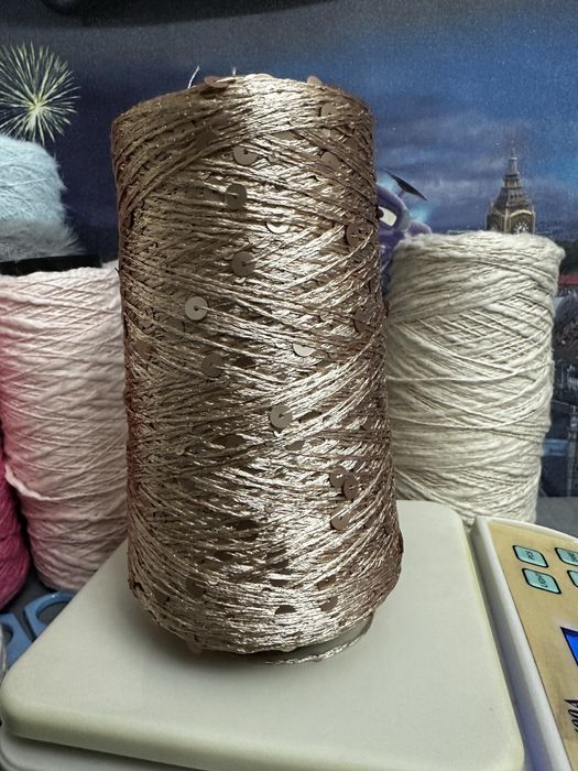 Пряжа пайетка бронза