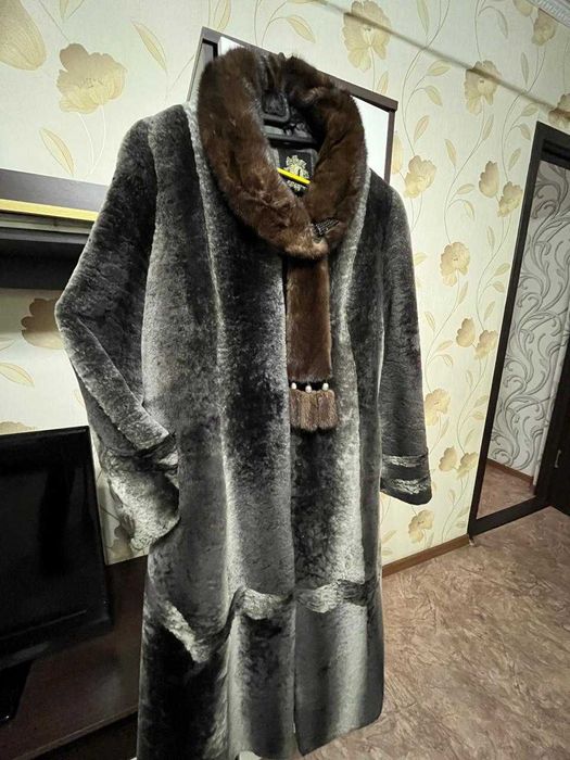 Шуба мутон с норкой 50-52