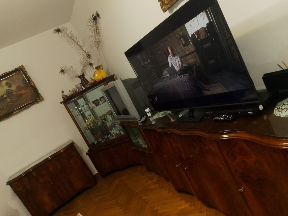 Mobilă retro lemn brut de nuc set complet cu cristal la comandă