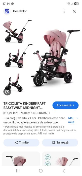 Tricicleta EasyTwist roz