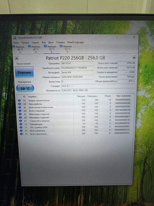 SSD почти новые 240gb 256gb