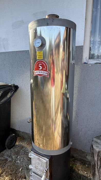 Boiler inox de baie cu focar pe lemne