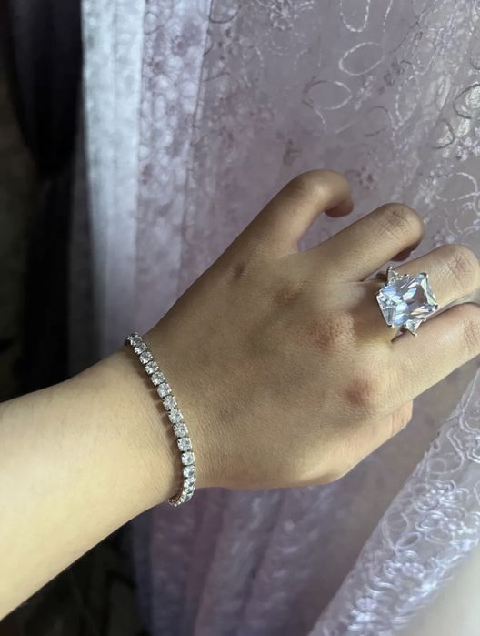 Kumush 925 uzuk va teniska braslet sovgasiga