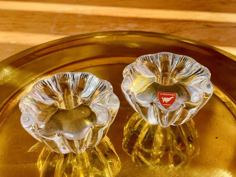 Два швески свещника от истински кристал на Orrefors