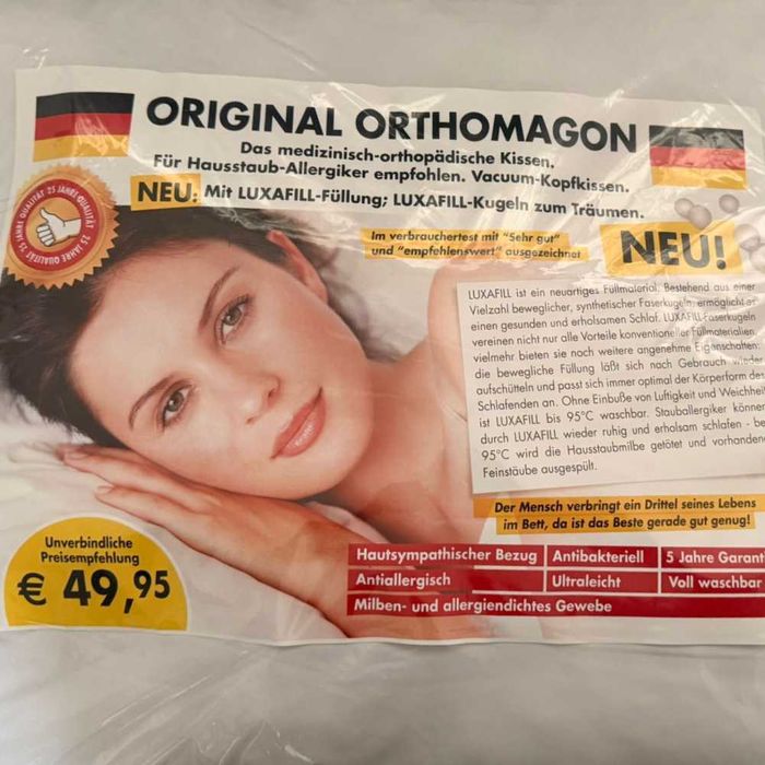 Perna Hotel Line Premium Orthomagon Syndon, 50x70 cm, Antialergica, Tratament Anti-Acarieni, Umplutura Luxafill, Olanda