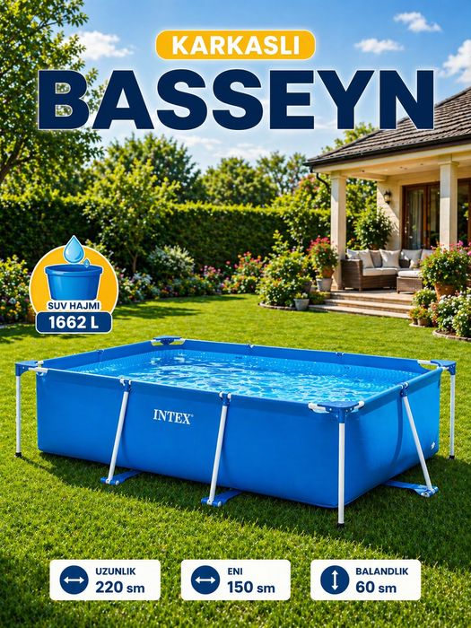 Karkasli basseyn Intex 220×150×60 sm, 1662L