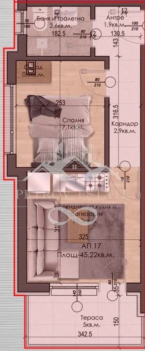 2-стаен в Пазарджик, област-гр.Велинград площ 45 цена 53810