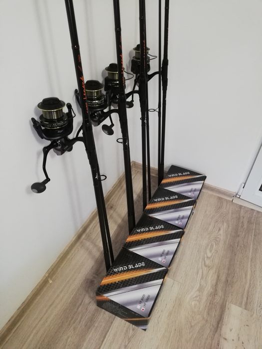 SET 4 Lansete Legend Carp 3.90 m 3.75 LBS + 4 Mulinete WindBlade 10000