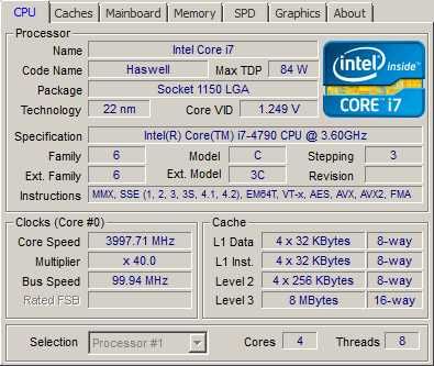 Процесор CPU Intel Core i7 4790 сокет LGA 1150