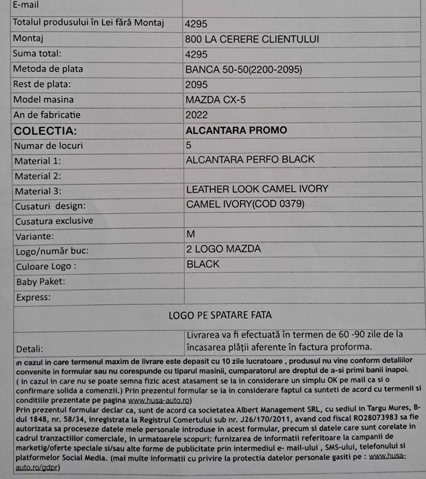 Huse auto din piele Mazda CX-5