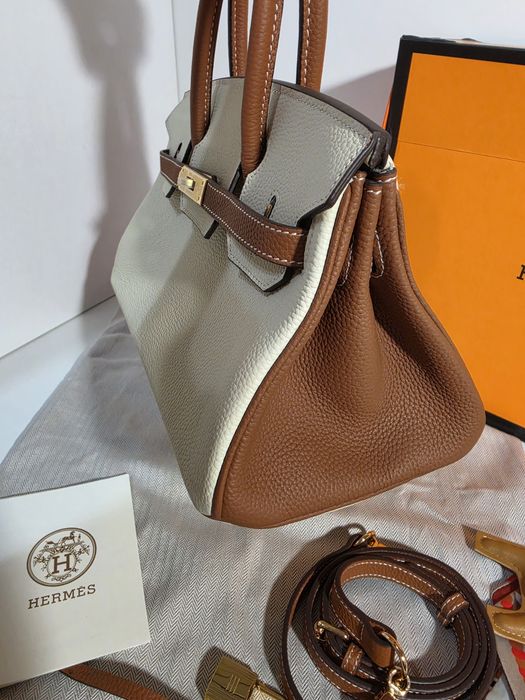 Налична чанта Hermes Birkin двуцветна