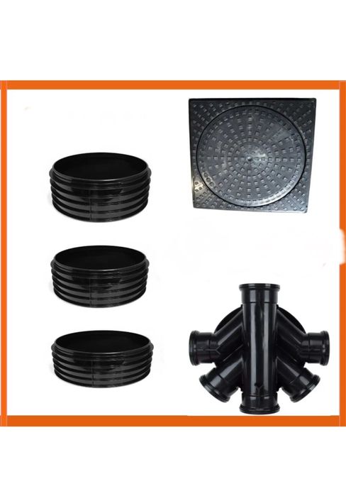 Baza Camin canalizare 5 intrari+capac+3 inele  450mm Diametru 110 PVC
