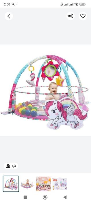 Коврик-манеж, 2 в 1, для малышей, с бортиками, шуршащий, с шариками,