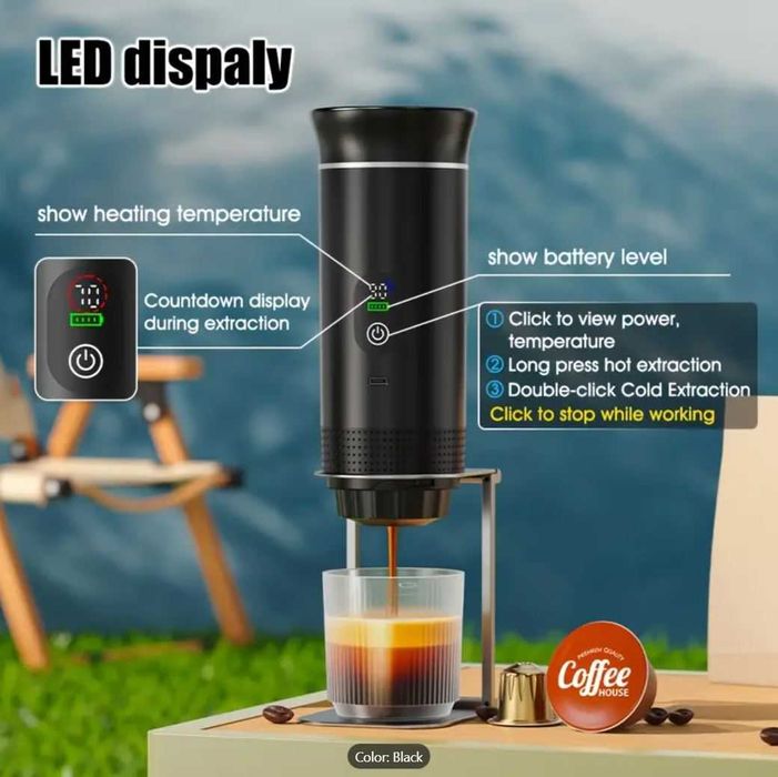 Преносима кафемашина 3 в 1 , 20 бара, Нов модел! Съвместима с капсули