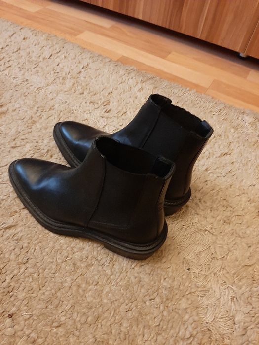 Ghete Chelsea Zara din piele cu varf ascuțit,model Balenciaga,Balmain,