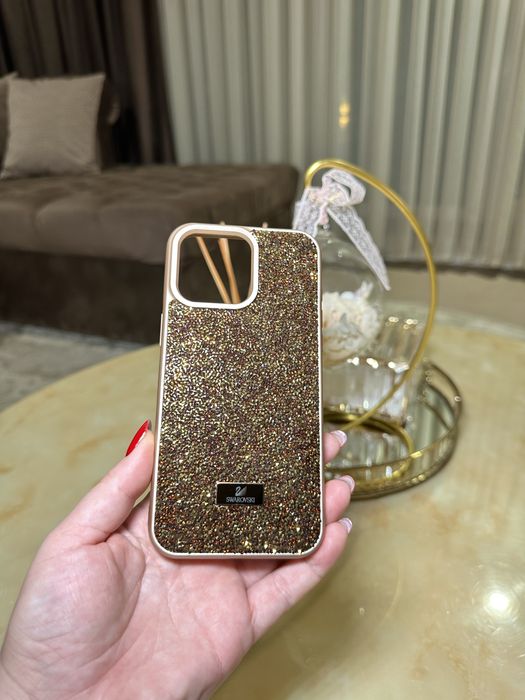 Husa Noua Cristale Aurie Iphone 14 Pro Max /15 Pro /Pro Max