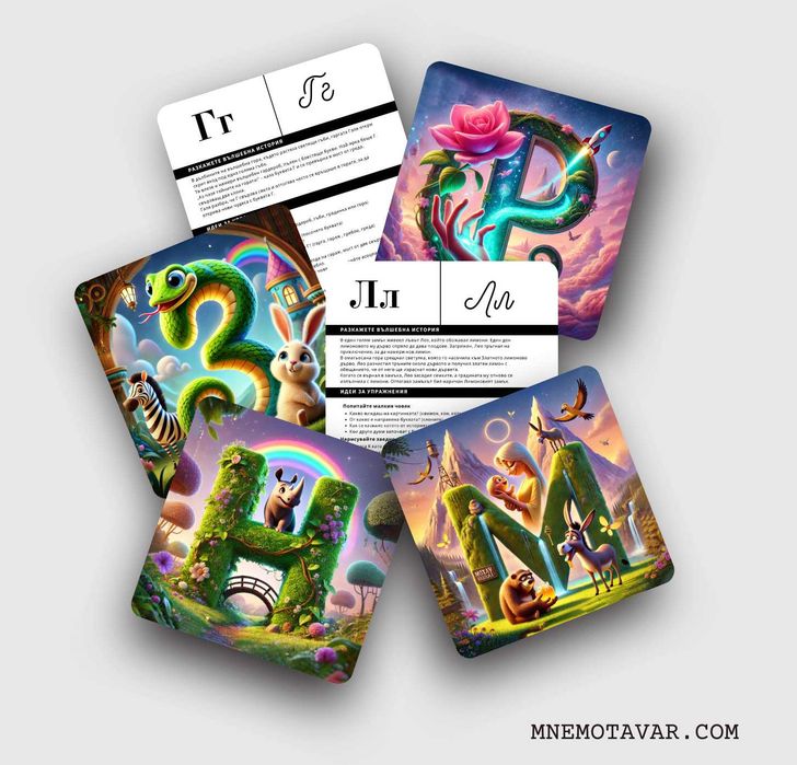Мнемонични образователни карти с азбуката