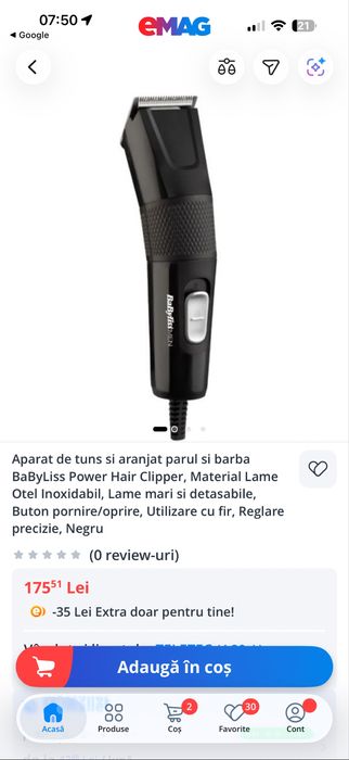 Aparat de tuns părul și barba BaByliss E756E