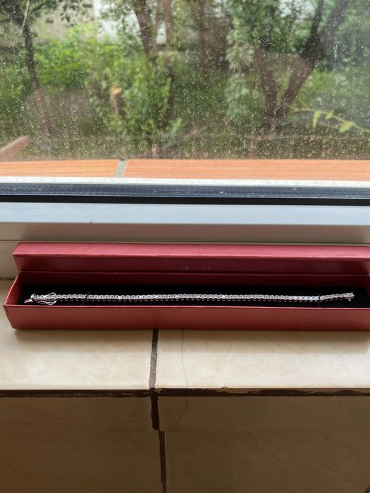 Bratara tennis unisex aur alb 14 k noua