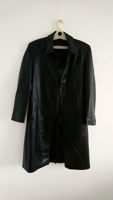 Кожаный Плащ сюртук Италия