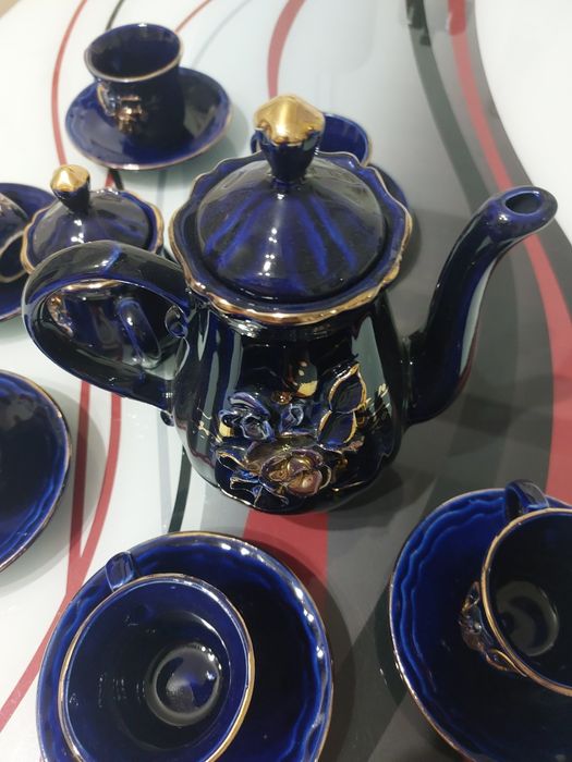 Vand set 6 persoane cafea cobalt albastru