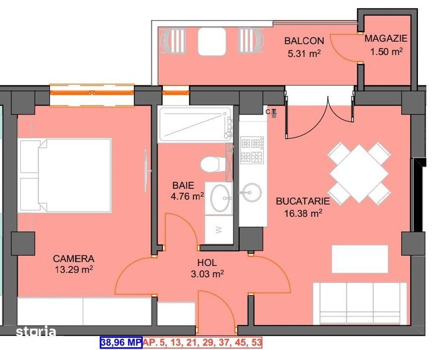 Studio NOU 40mp  | De la 88.000€ | Parcare inclusă | Doamna Stanca